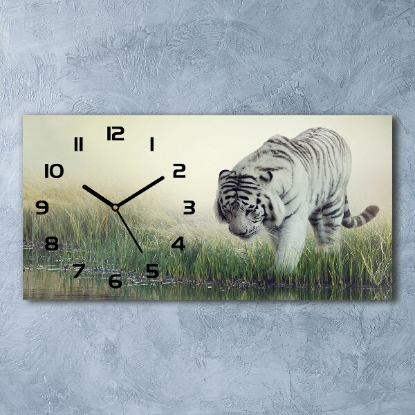 Horloge rectangulaire horizontale Tigre blanc