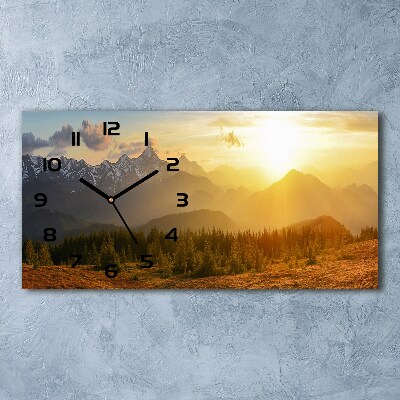 Horloge rectangulaire horizontale Coucher de soleil sur la montagne