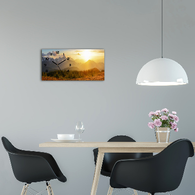 Horloge rectangulaire horizontale Coucher de soleil sur la montagne