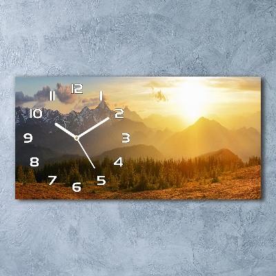 Horloge rectangulaire horizontale Coucher de soleil sur la montagne