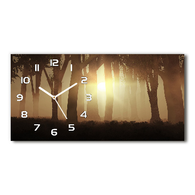 Horloge murale horizontale Brouillard dans la forêt