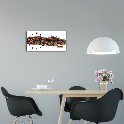 Horloge murale horizontale Grains de café à la cannelle