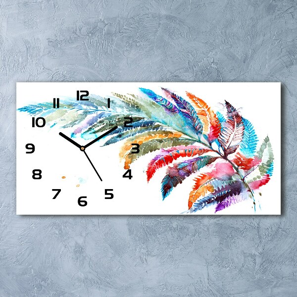 Horloge murale horizontale Plume colorée