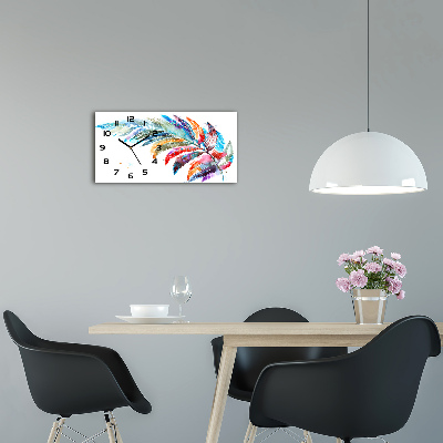 Horloge murale horizontale Plume colorée