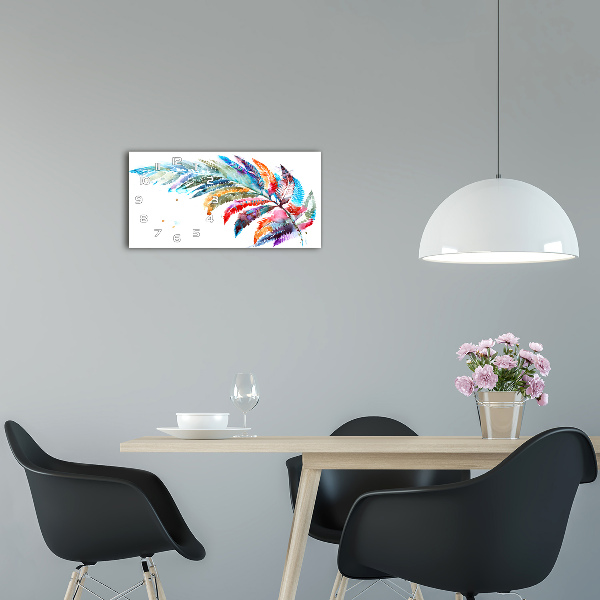 Horloge murale horizontale Plume colorée
