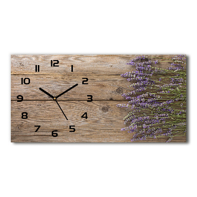 Horloge murale horizontale Lavande sur bois