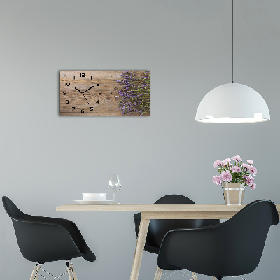 Horloge murale horizontale Lavande sur bois