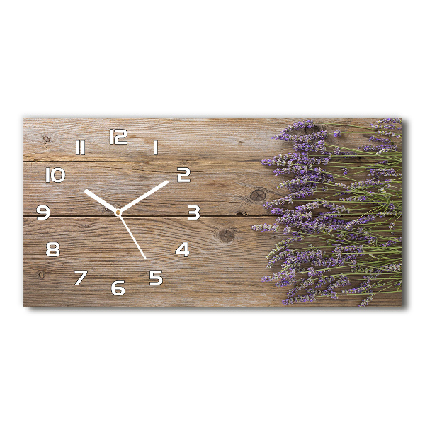 Horloge murale horizontale Lavande sur bois