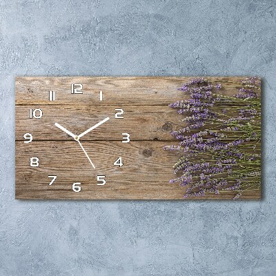 Horloge murale horizontale Lavande sur bois