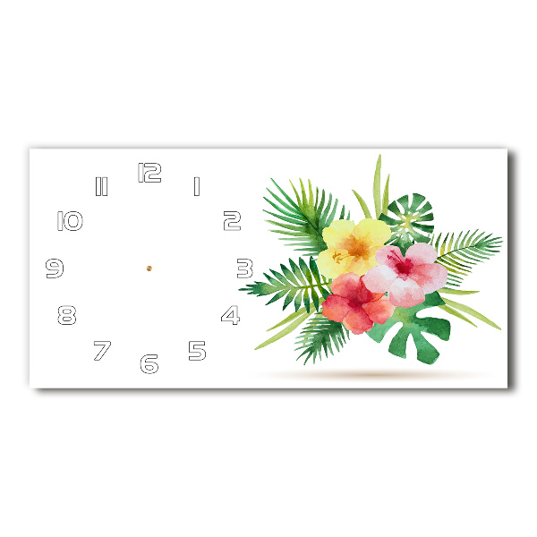 Horloge horizontale en verre Fleurs hawaïennes