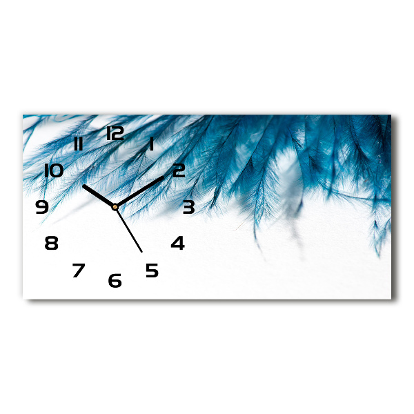 Horloge rectangulaire horizontale Plumes bleues