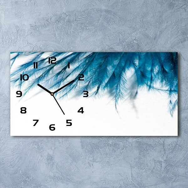Horloge rectangulaire horizontale Plumes bleues