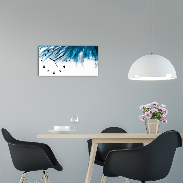 Horloge rectangulaire horizontale Plumes bleues