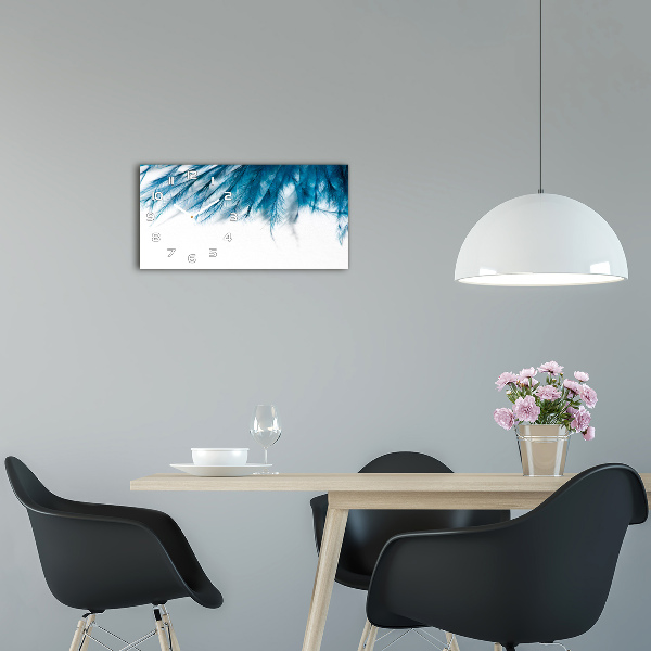 Horloge rectangulaire horizontale Plumes bleues