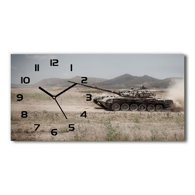 Horloge murale horizontale Char d'assaut dans le désert