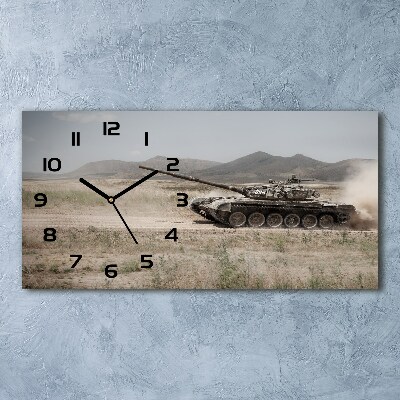 Horloge murale horizontale Char d'assaut dans le désert