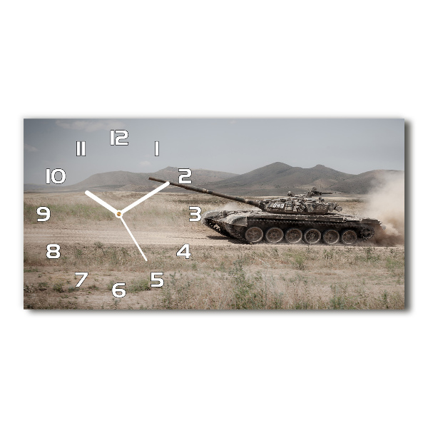 Horloge murale horizontale Char d'assaut dans le désert