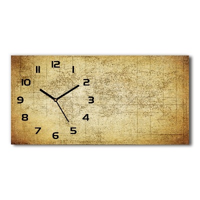 Horloge murale horizontale Ancienne carte du monde