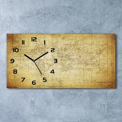 Horloge murale horizontale Ancienne carte du monde