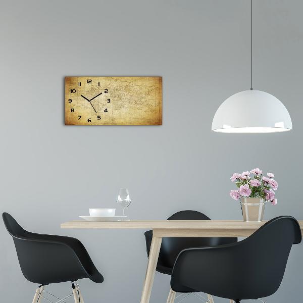 Horloge murale horizontale Ancienne carte du monde