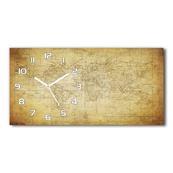 Horloge murale horizontale Ancienne carte du monde