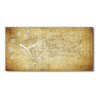 Horloge murale horizontale Ancienne carte du monde