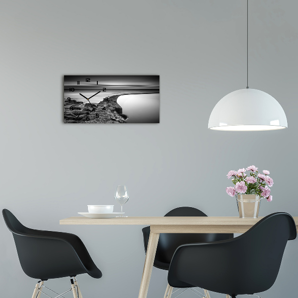 Horloge horizontale en verre Plage caillouteuse