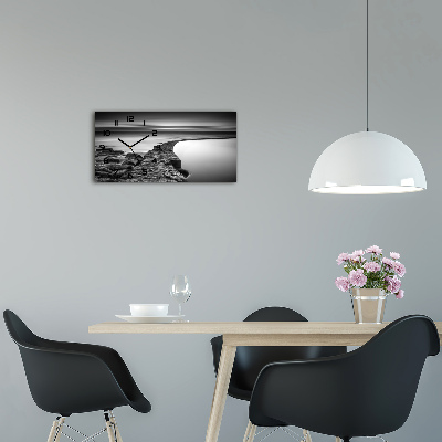 Horloge horizontale en verre Plage caillouteuse