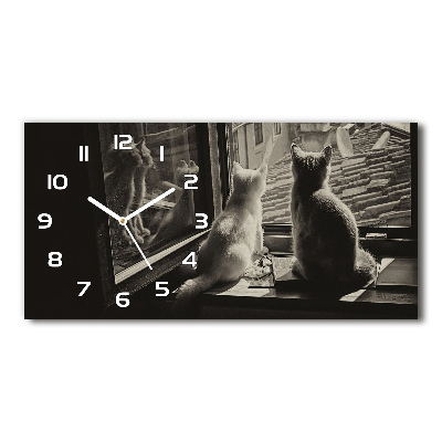 Horloge rectangulaire horizontale Chats à la fenêtre