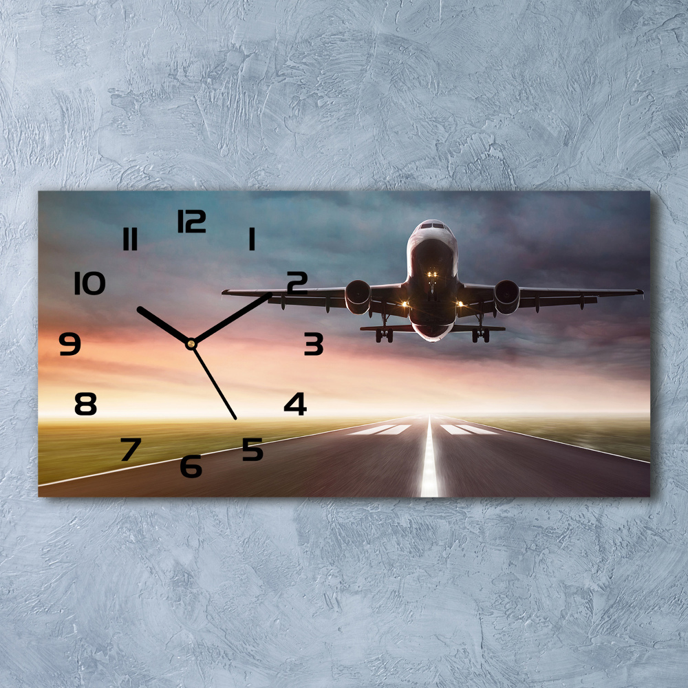 Horloge horizontale en verre Avion au décollage