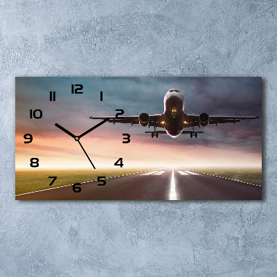 Horloge horizontale en verre Avion au décollage