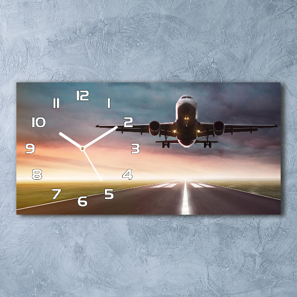Horloge horizontale en verre Avion au décollage