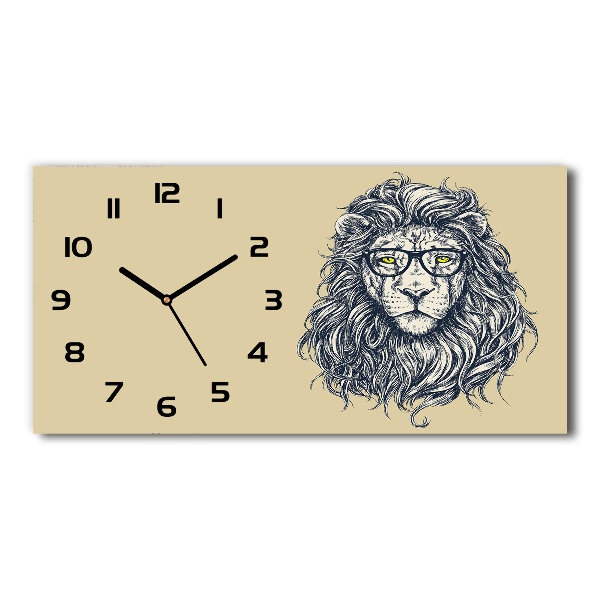 Horloge rectangulaire horizontale Lion hipster