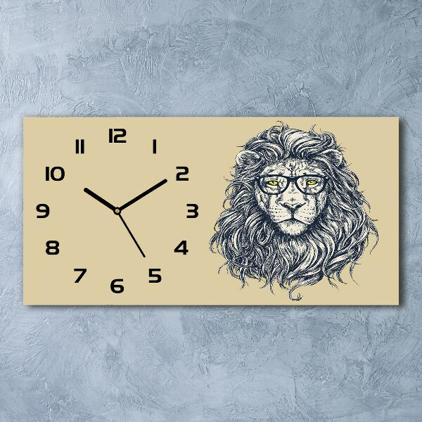 Horloge rectangulaire horizontale Lion hipster