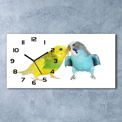 Horloge rectangulaire horizontale Perruches ondulées