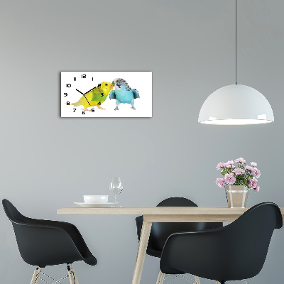 Horloge rectangulaire horizontale Perruches ondulées