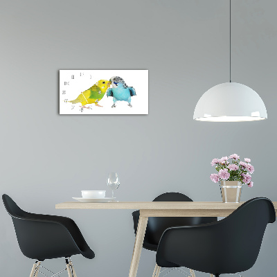 Horloge rectangulaire horizontale Perruches ondulées