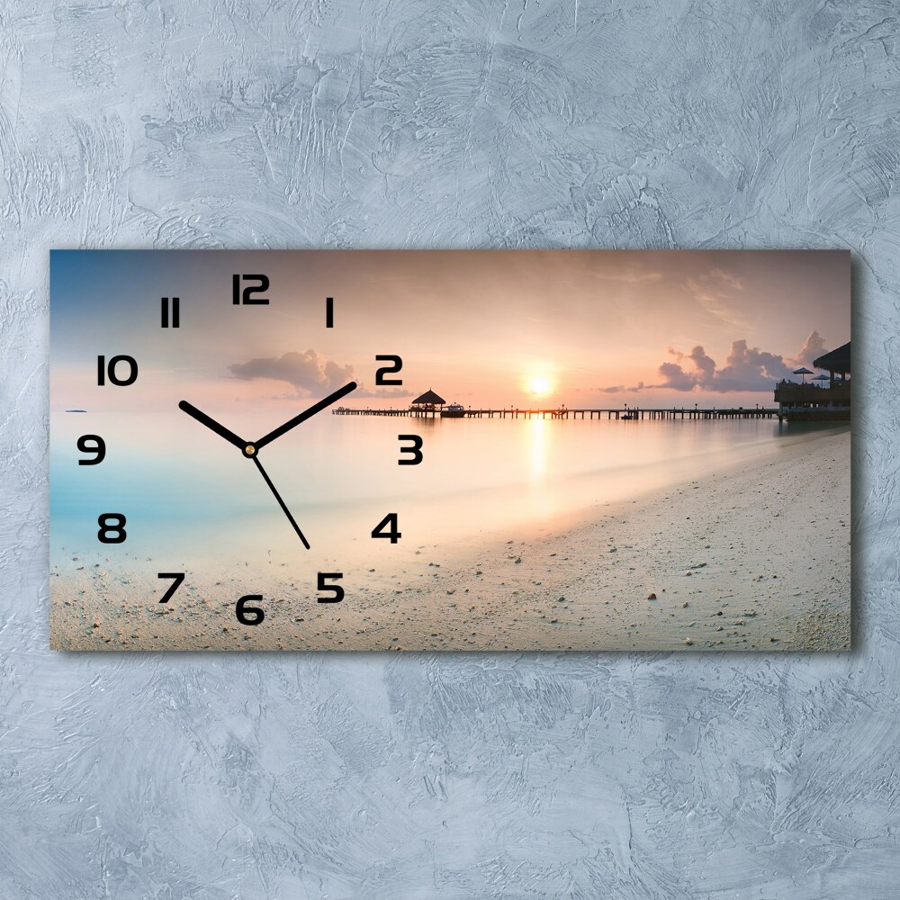 Horloge horizontale en verre Plage des Maldives