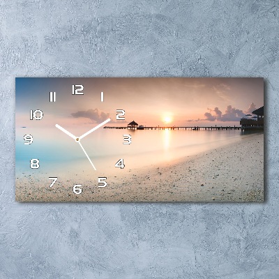 Horloge horizontale en verre Plage des Maldives