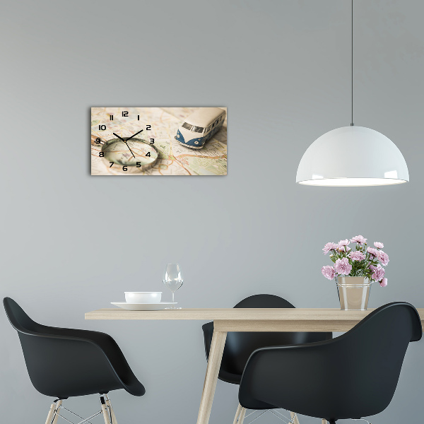 Horloge horizontale en verre Symbolique du voyage