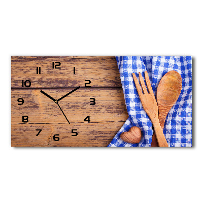 Horloge rectangulaire horizontale Couverts en bois