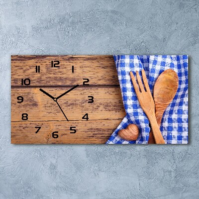 Horloge rectangulaire horizontale Couverts en bois