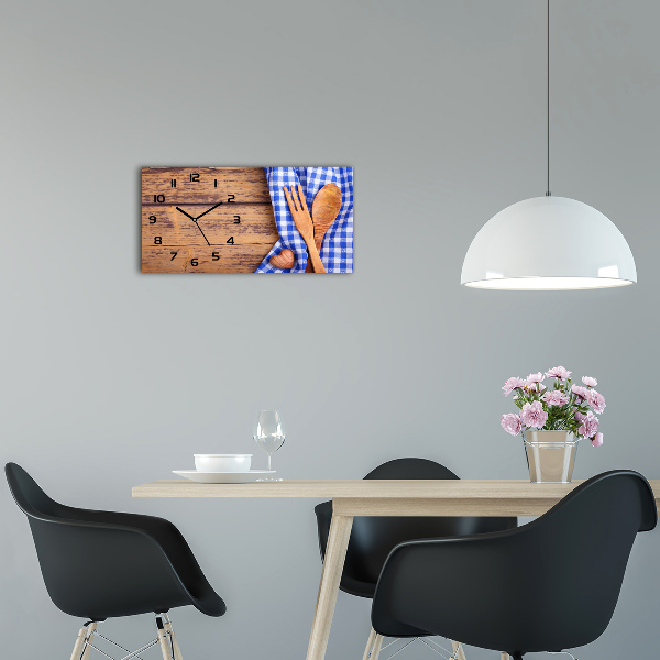 Horloge rectangulaire horizontale Couverts en bois