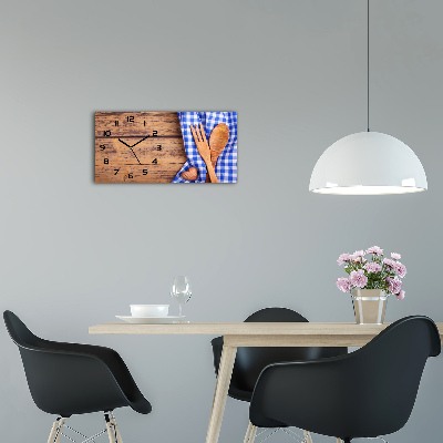 Horloge rectangulaire horizontale Couverts en bois