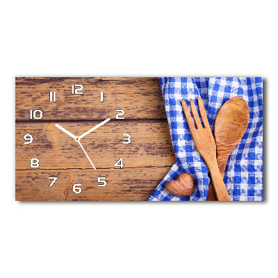 Horloge rectangulaire horizontale Couverts en bois