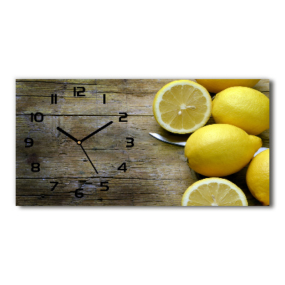 Horloge horizontale en verre Citrons sur bois