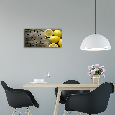 Horloge horizontale en verre Citrons sur bois