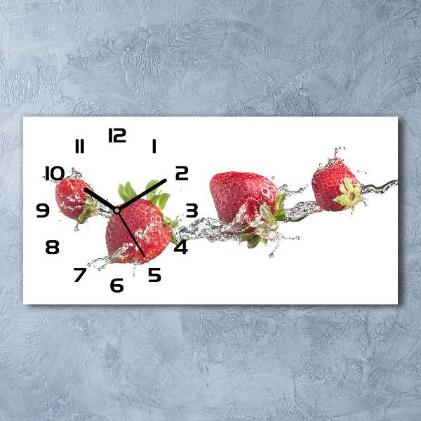 Horloge murale horizontale Fraises et eau