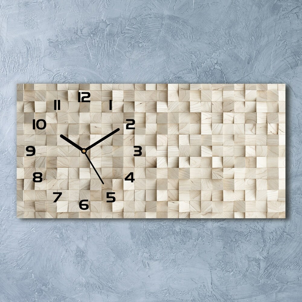 Horloge horizontale en verre Cubes en bois