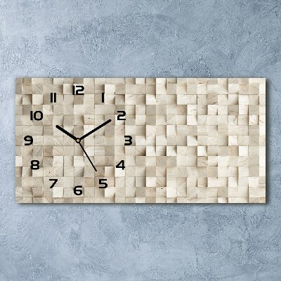 Horloge horizontale en verre Cubes en bois